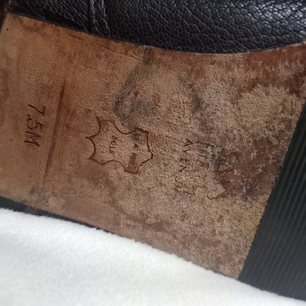 Saks Fifth Ave Leather Knee High Equestrian Riding Boot W Brass Hardware - Picture 7 of 7